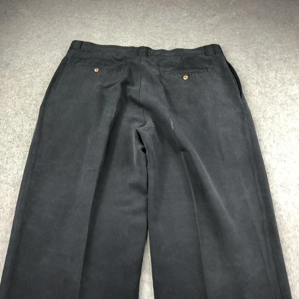 Tommy Bahama Pants Mens 42 Black Silk Dress Pleated Cuffed Straight Relaxed